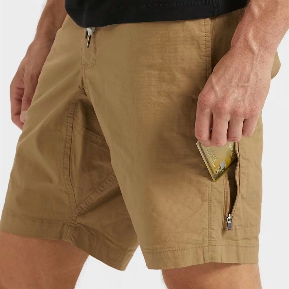 Vuori Men's Cargo Shorts Size L Beige Ripstop Drawstring Elastic Zip